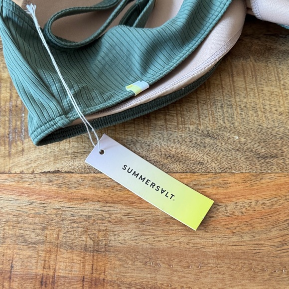 Summersalt The Ribbed Wanderlust Bikini swim bra top tortoise belt tie NWT 18 - Picture 4 of 6